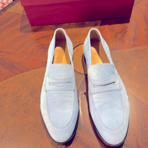 Mens Bally Light Blue Windsor Suede Loafers . - Picture 1 of 4